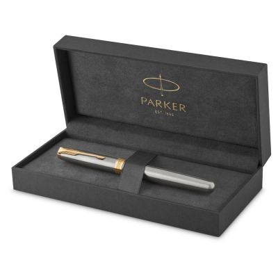Ручка перьевая Parker Sonnet Core Stainless Steel GT, серебристый/золотистый-5