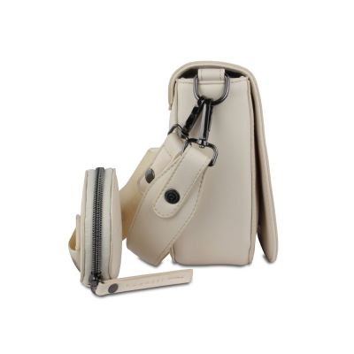 Сумка наплечная женская BUGATTI Almata, с кошельком, бежевая, полиуретан, 27х6х18,5 см-3