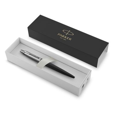 Шариковая ручка Parker Jotter Essential, Satin Black CT, стержень: M, цвет чернил : blue или black-2