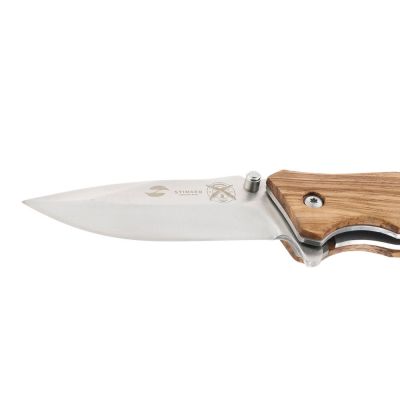 Нож складной Stinger, 110 мм, (серебристый), материал рукояти: дерево/сталь (светло-коричневый)-3