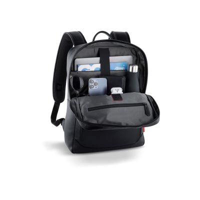 Рюкзак мужской BUGATTI Clark, чёрный, воловья кожа/полиэстер, 30х10х40 см, 12 л-4