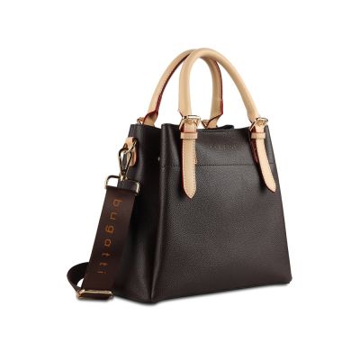 Сумка женская BUGATTI Ella, тёмно-коричневая, полиуретан, 27х12х23,5 см-0