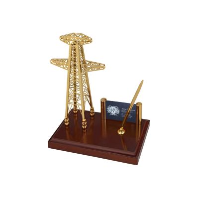 Настольный прибор Большой ток, золотистый/красное дерево-0