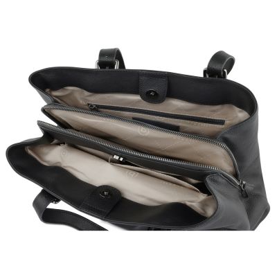 Сумка женская BUGATTI Bella, чёрная, воловья кожа/полиэстер, 33х14х25 см-4