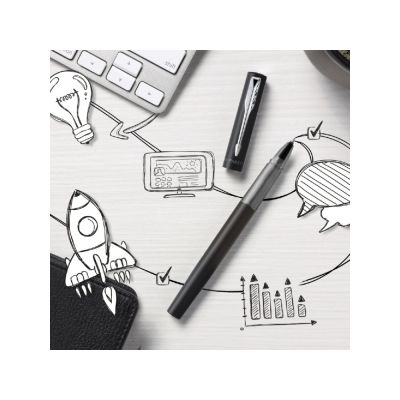Ручка-роллер Parker Vector XL Black CT, стержень: F, цвет чернил:black, в подарочной упаковке-17